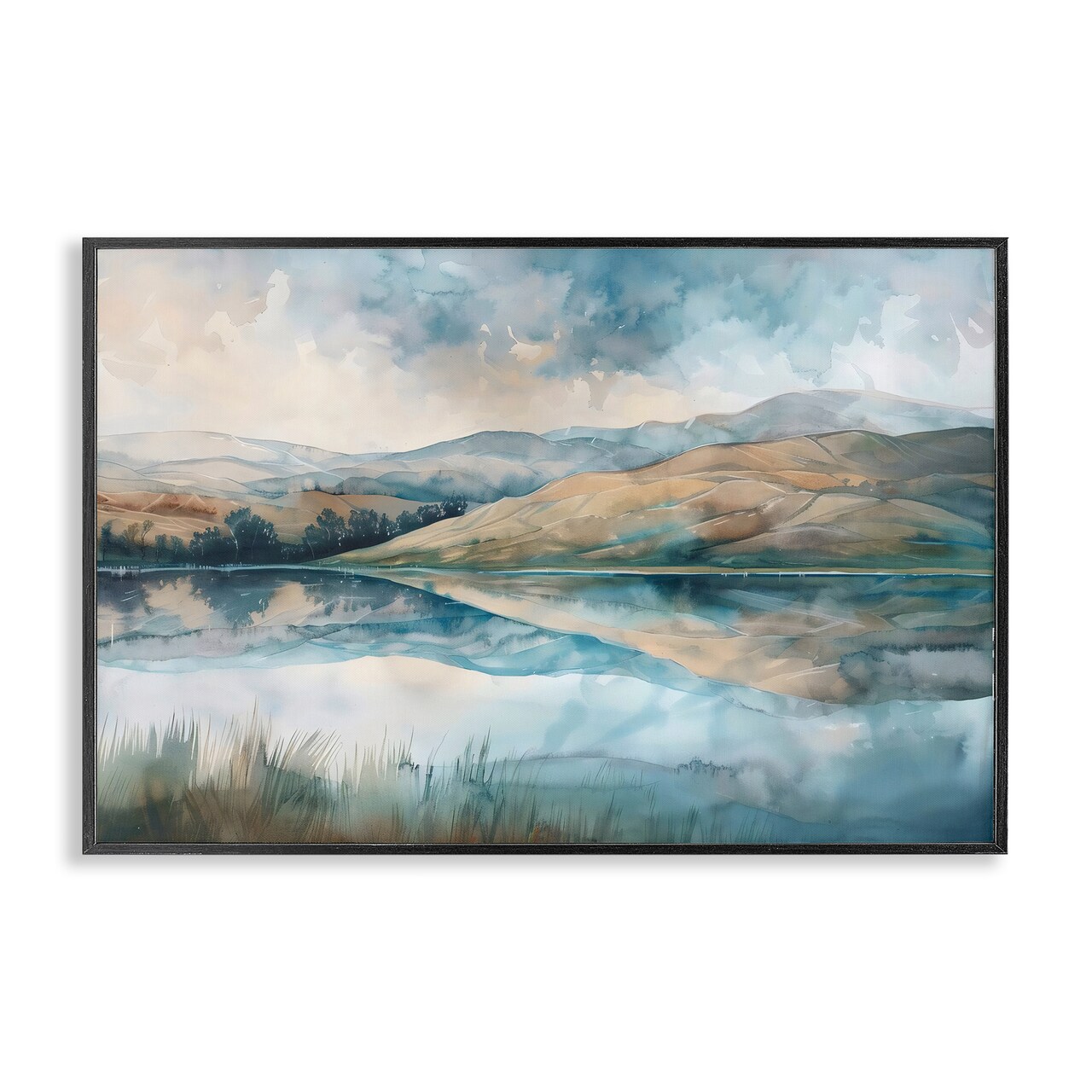 Stupell Industries Lake Reflecting Rolling Hills Framed Giclee, design by LSR Creative Studio